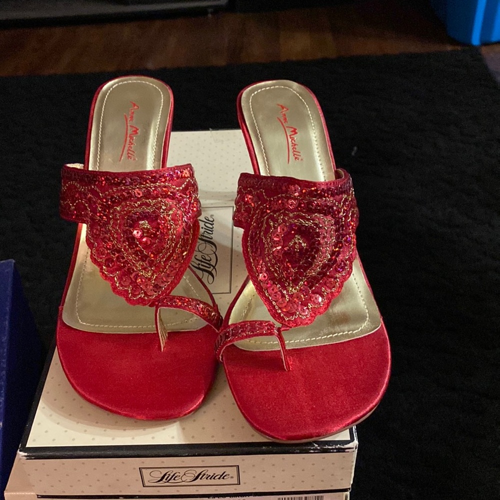 Red sequins heels